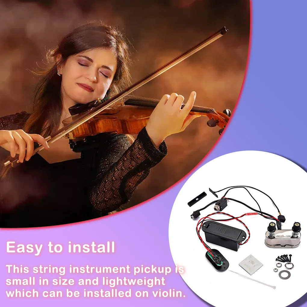 Electric Violin Bridge Pickup Amplifier 4/4 Violins String Tone Volume Modify Replacement Parts Music Playing for Performance