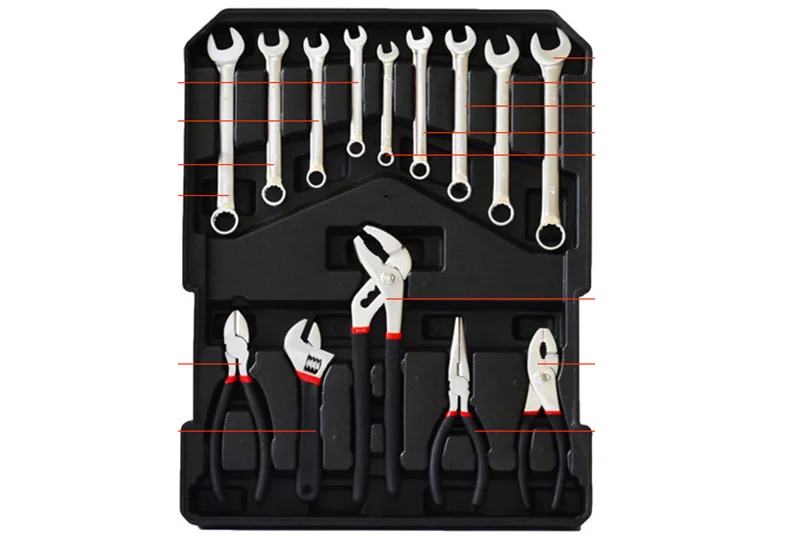 186 Pieces Aluminum Case Trolley Mechanic Auto Repair Socket Wrench Tool Hand Tool Set Tool Box view 2