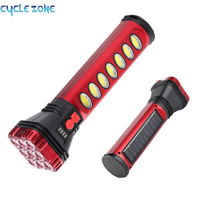 

High Light Tactical Flashlight 18650 Battery Cob Working Light Dual Light Source Outdoor Camping Solar Charging 9 Led Flashlight