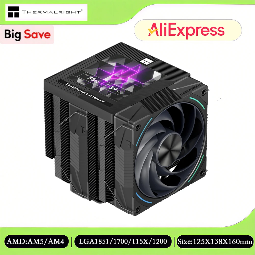 

Thermalright PHANTOM SPIRIT 120 VISION EVO Воздушное охлаждение процессора, самодельный дизайн/экран 3,95 дюйма/LGA 1851/1700/AM5/AM4