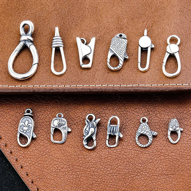 925 sterling silver vintage vintage connection buckle spring buckle Thai silver DIY handmade jewelry accessories chain joint