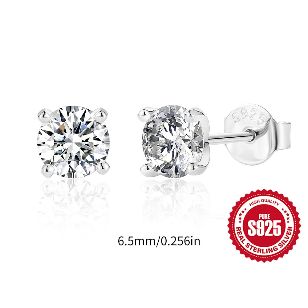 CANNER 925 Sterling Silber Nieten-Zirkon-Ohrstecker mit flachem Kopf für Damen, geometrischer Pferdeaugen-Partyschmuck, Geburtstagsgeschenke