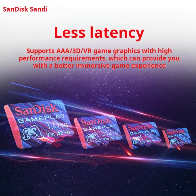 SanDisk 1TB TF (MicroSD) Memory Card, A2 U3 V30 4K,  Read Speed 190MB/s, Dedicated for Game Consoles & Handheld Game Devices