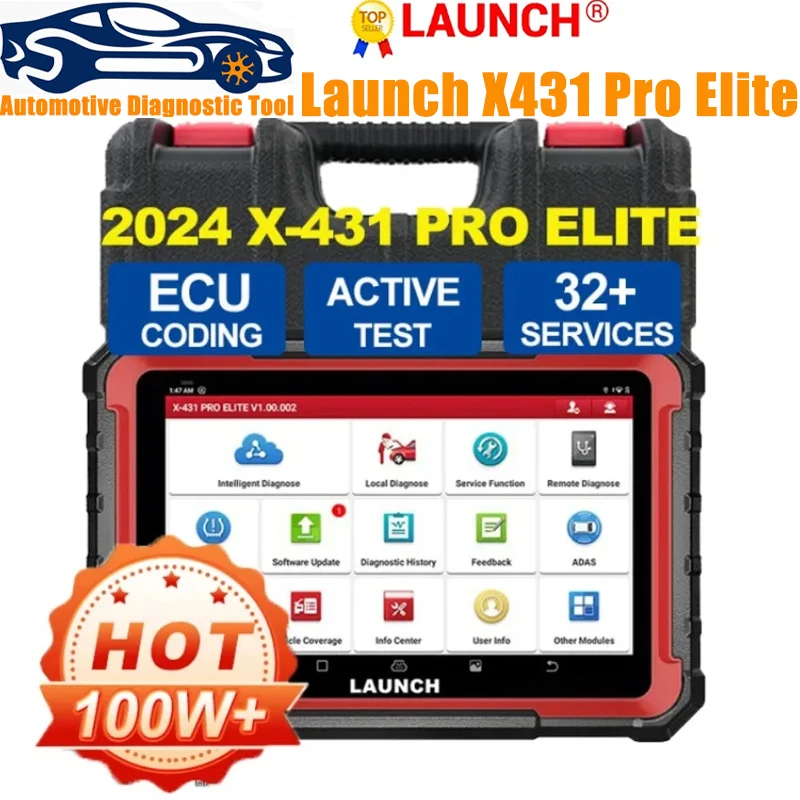 2024 New LAUNCH X431 PRO ELITE OBD2 Scanner All System Diagnostic Tools Ecu Coding 31+ Reset Active Test Full OBD2 Functions