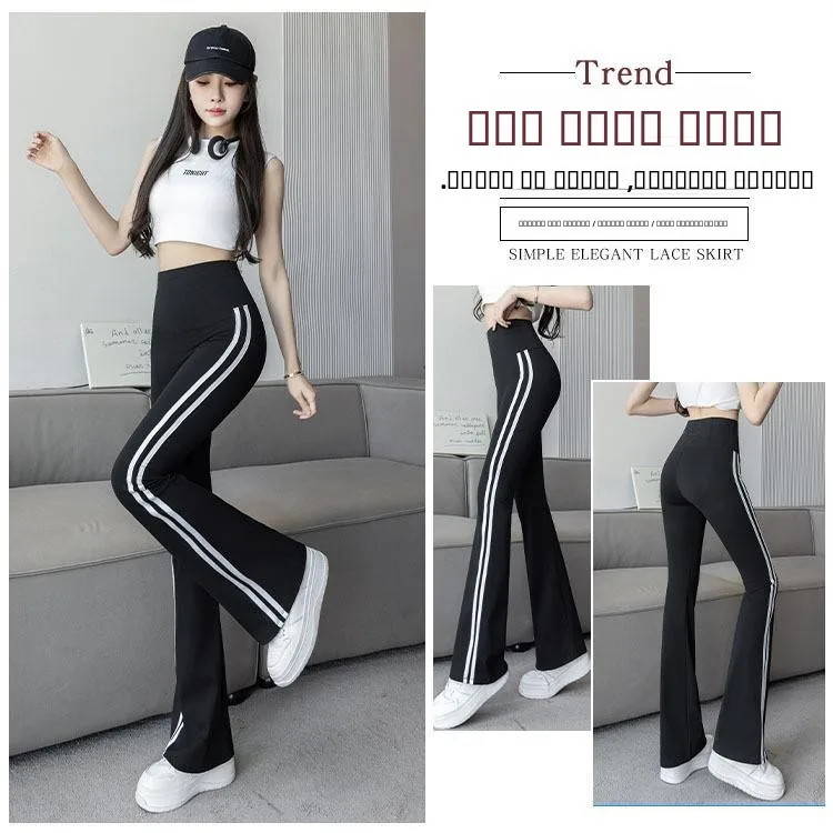 

Леггинсы с высокой талией и микро-расклешенными штанинами больших размеров, удобные эластичные длинные брюки, женские базовые брюки, осенняя мода