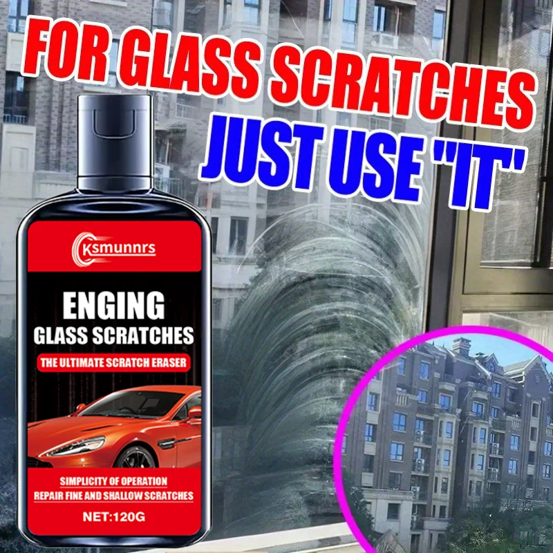 

120 мл воск для царапин с губкой, универсальный комплект для ремонта стекла и линз — восстанавливает четкость и гладкую поверхность — для окон автомобиля, S