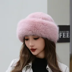Fashion Winter Thick Furry Hairband Fluffy Russian Faux Fur Women Girl Fur Hat Winter Outdoor Earwarmer Ski Hats New Beanies Cap