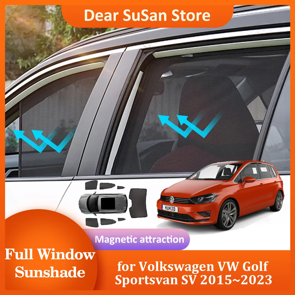 Full Magnetic Sunshade for Volkswagen VW Golf Sportsvan SV 2015~2023 Roof Windshield Curtain Sun Visor Window Cover Accessories