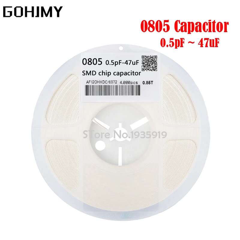 

1reel 4000pcs 0805 50V SMD Thick Film Chip Multilayer Ceramic Capacitor 0.5pF-47uF 10NF 100NF 1UF 2.2UF 4.7UF 10UF 1PF
