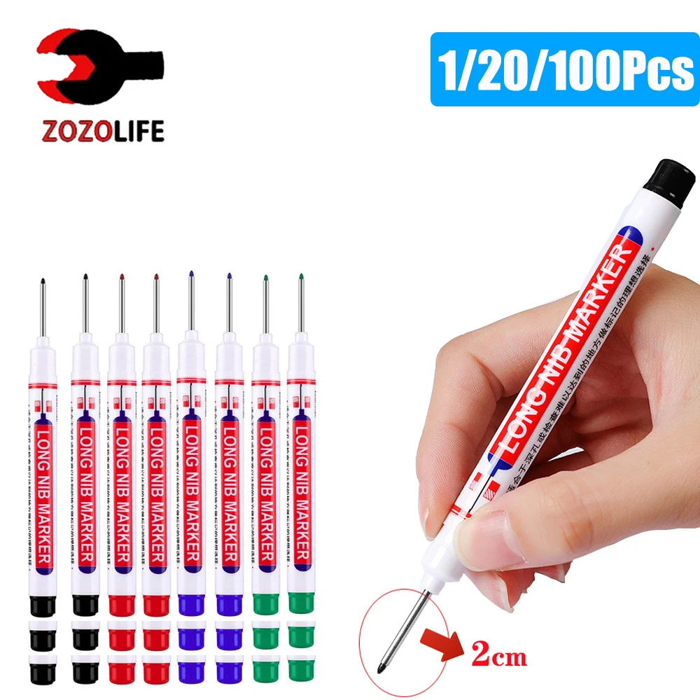 1/10/40/100Pcs Long Head Markers Pen Bathroom Woodworking Decoration Multi-purpose Waterproof Deep Hole Marker Pen Ink Wholesale