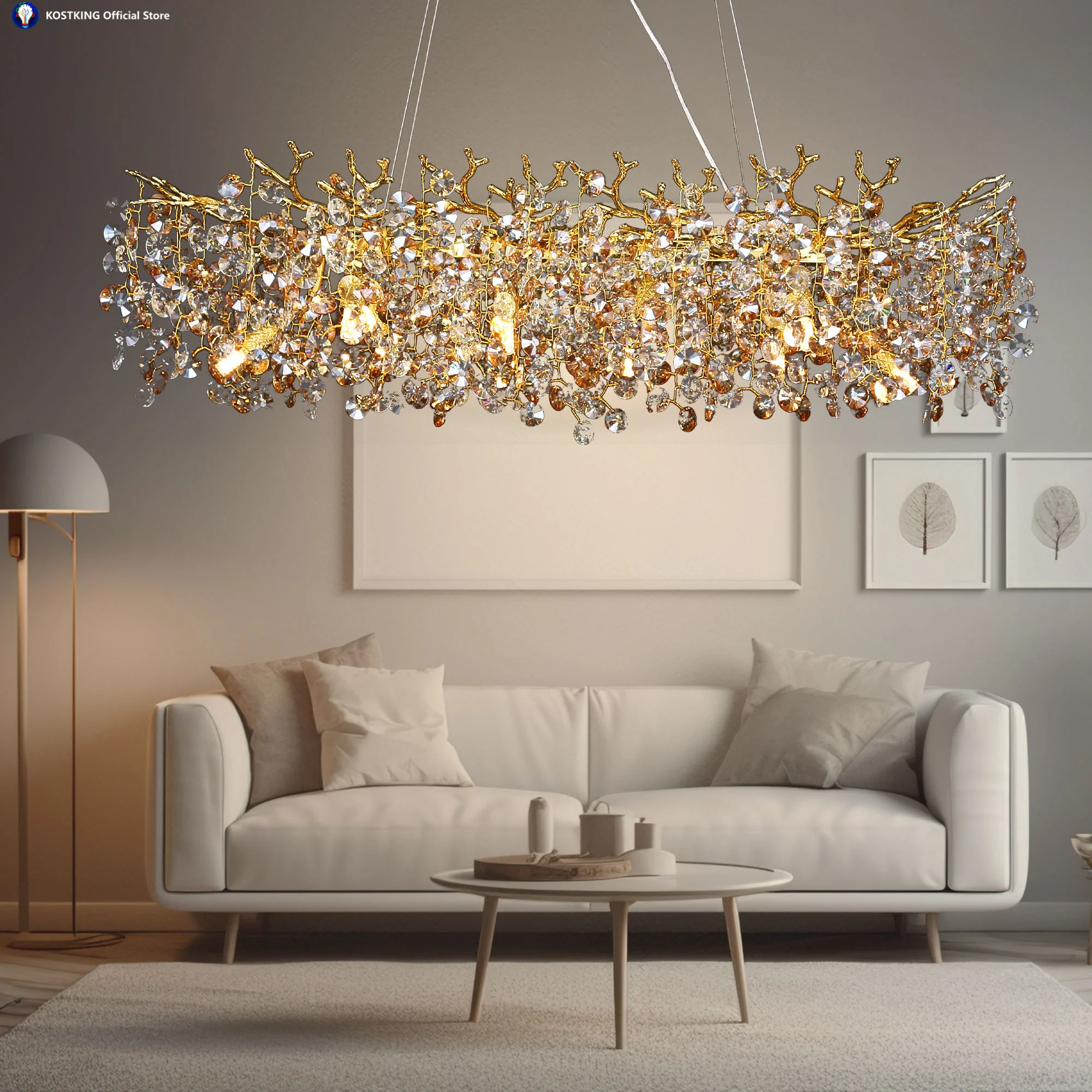 Modern Luxury Crystal Waterfall Chandelier Creative Design Nordic Led Chandeliers Pendant Light For Office Restaurant Home