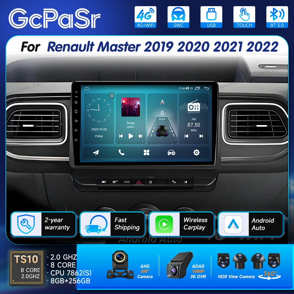 Android Wireles Carplay For Renault Master 2019 2020 2021 2022 Multimedia Video Player Navigation GPS Head Unit Stereo 2din DVD