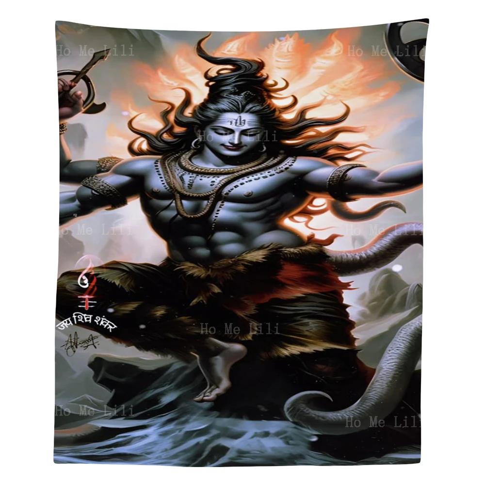 

Hindu Mythological Gods Of Destruction, Shiva And Mahadeva Tapestry For Livingroom Decor