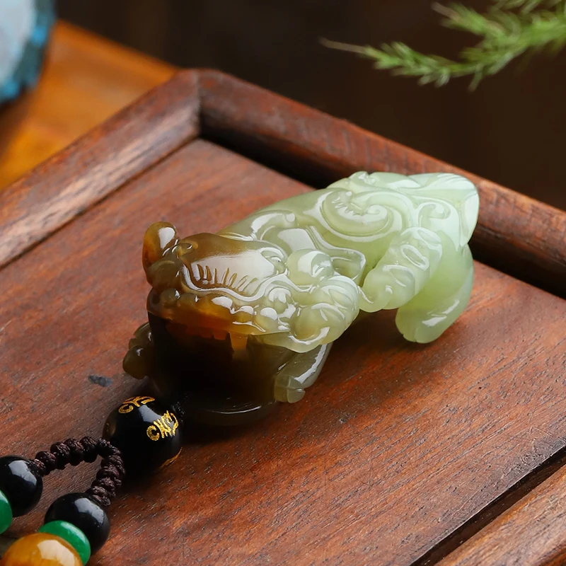 

Natural genuine Hetian jade Pixiu jade pendant yellow material with sugar Pixiu men's and women's