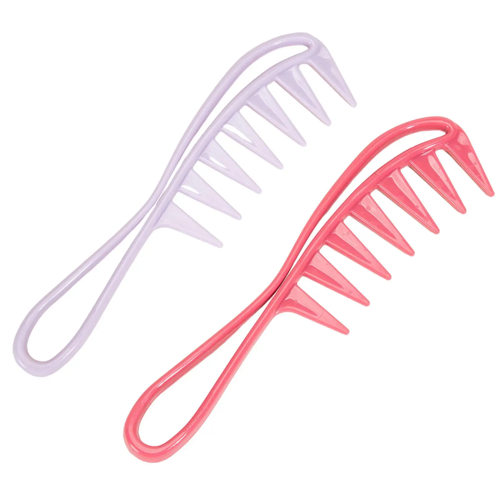 Wide Tooth Comb Plastic Detangling Brush Comfortable Handle for Home Salon Styling Curly Wavy Hair