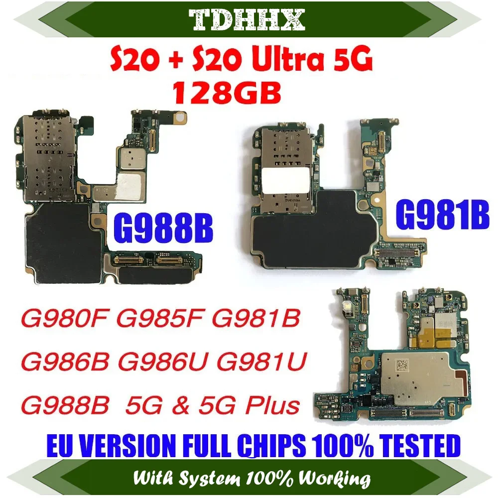 EU Version Original S20 G980F G985F G981B G986B G986U G981U G988B 5G S20 Plus Motherboard Full Chips 100% Working Logic Board