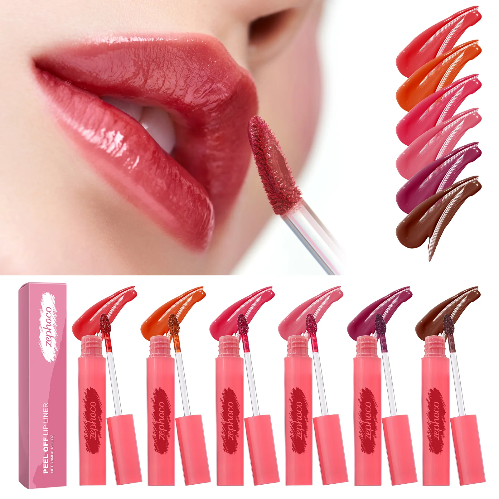 Batom líquido fosco de longa duração, à prova d'água, à prova de transferência, matiz não pegajoso para hidratação dos lábios, não vem