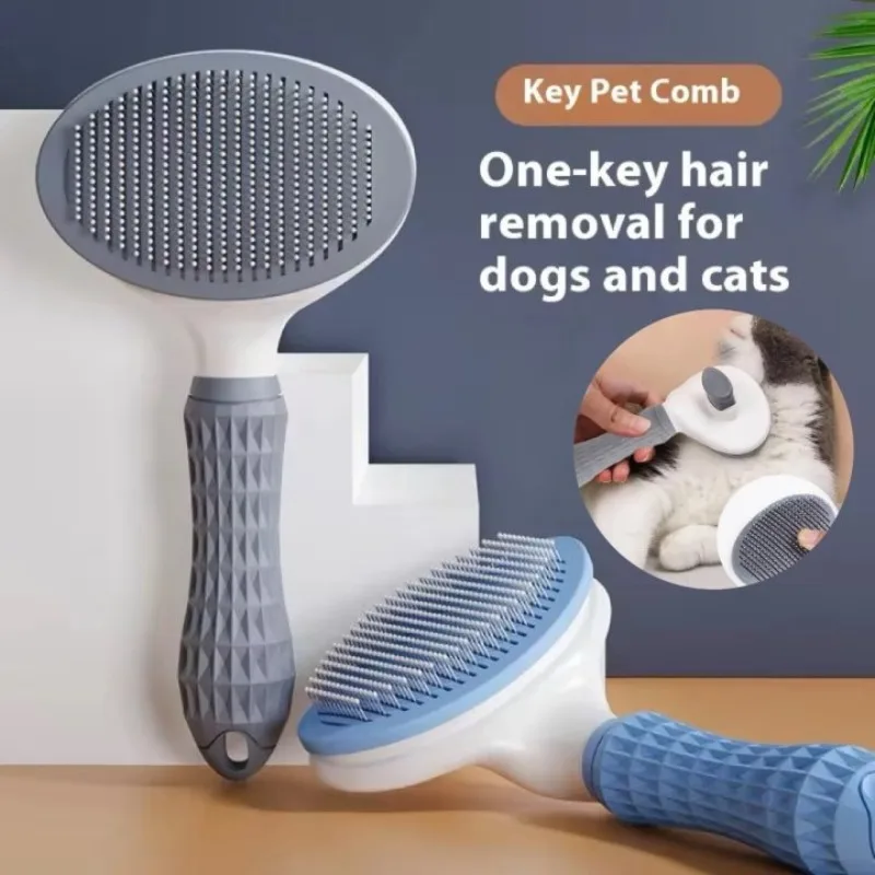 

Pet Hair Removal Brush Dog Hair Comb Stainless Steel Automatic Hair Fading Cat Comb Pet Cleaning Grooming Supplies Tools