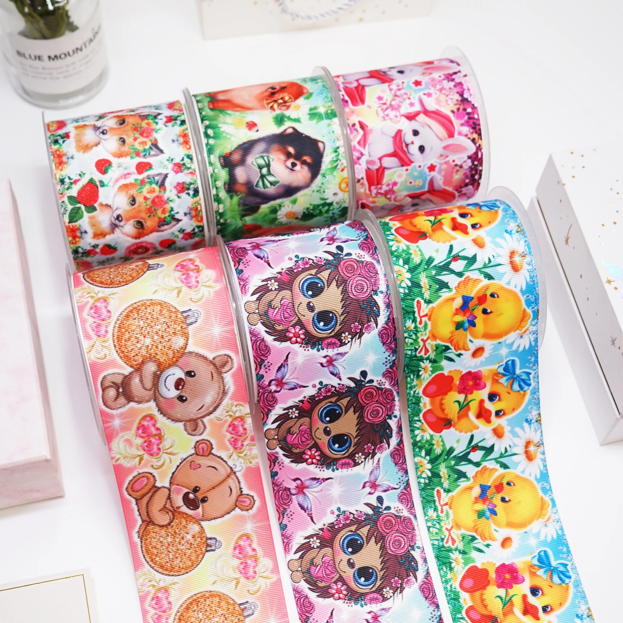 DIY Cartoon Animal Printed Grosgrain Ribbon For Craft Supplies Sewing Accessories 5 Yards. 49081