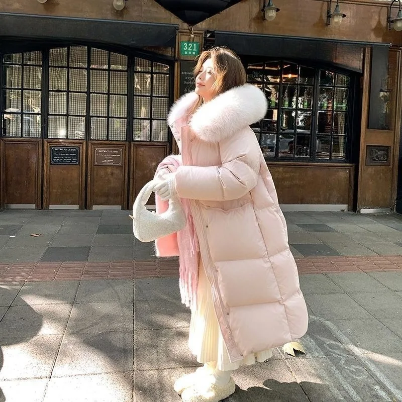 De nieuwe trendy katoenen gewatteerde jas in Koreaanse stijl, lange losse jas, katoenen gewatteerde jas, klassieke unieke winter-woon-werkverkeer