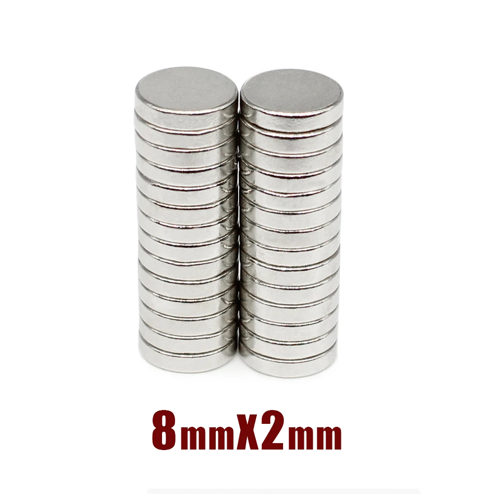 20/50/100/200/300/500PCS 8x2 Disc Permanent Neodymium Magnet N35 Round Search Magnet Strong 8x2mm Powerful Magnetic Magnet 8*2