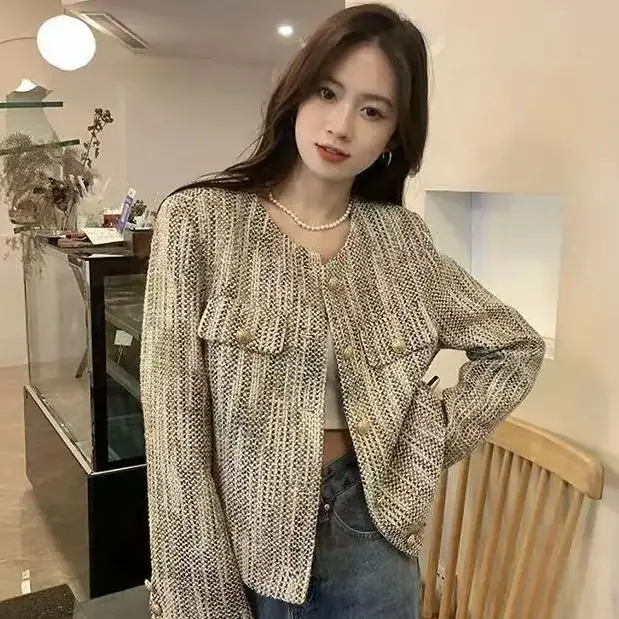 

Women Style Short Jacket Long Sleeve Jacket New Top Round Neck Women High Design 2024 Autumn