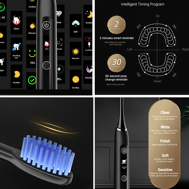 Sonic electric toothbrush portable travel slim smart ultrasonic electronic tooth brush for adult children 5 Cleaning Modes