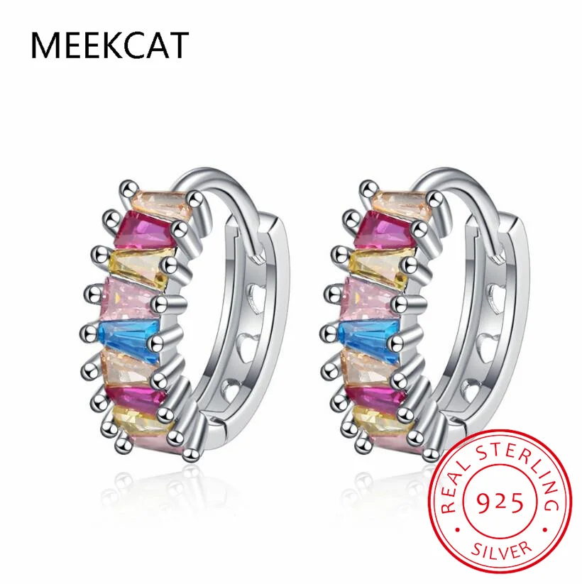 Natural Amethyst Citrine Peridot Blue Topaz Pink Sapphire 925 Sterling Silver Hoop Earring for Women Colorful Gemstone Jewelry