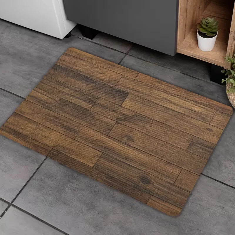 Tapis antidérapant à motif bois pour intérieur et extérieur, décoration de la maison, salon, salle à manger, chambre, cuisine et terrasse