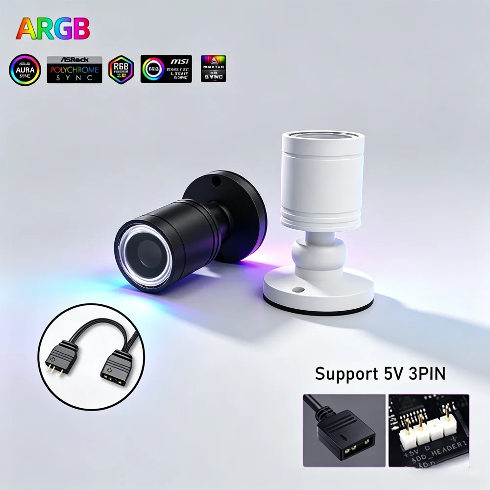 ARGB Mini-Spotlicht für Figuren-Display 5V 3-Pin Motherboard Aura Sync für Gaming-Schreibtisch PC-Gehäuse Verstellbarer Winkel Akzentbeleuchtung 3W – Detail 4