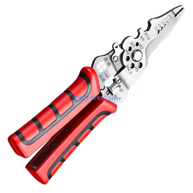 L8RC Professional Detector Wire Stripper Pliers Multifunction Tool for Various Wire Size Featuring Comfortable Grip