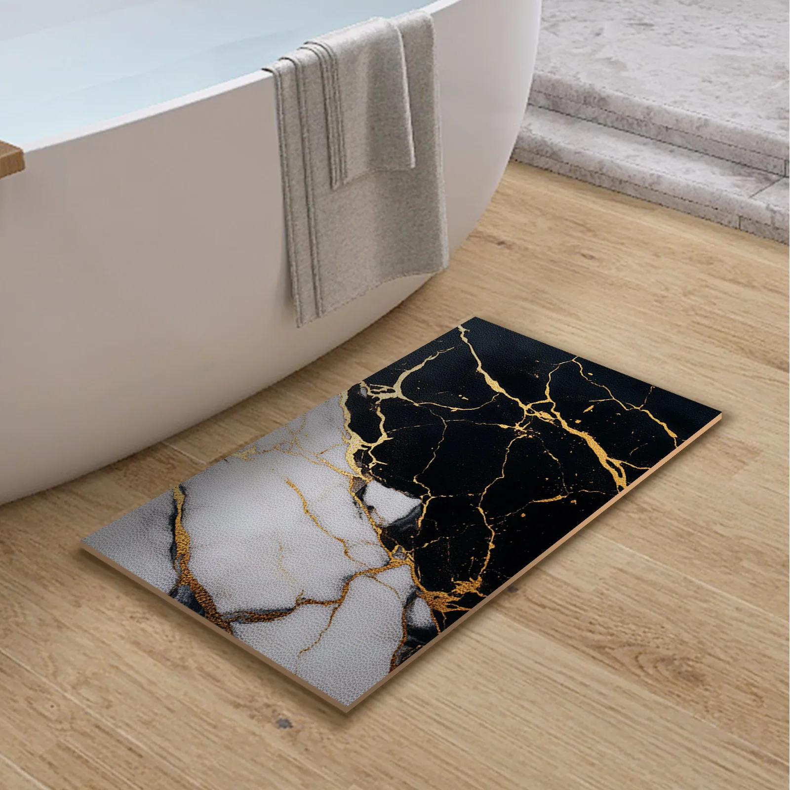 High Quality PU Leather Bath Mat Bathroom Rug Anti Slip Shower Foot Mat Super Absorbent Quick Dry Toilet Carpet Washable