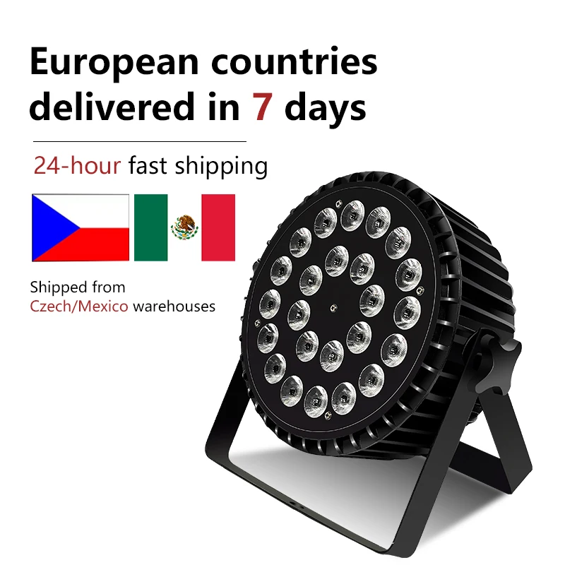 

24x18w RGBWA UV 6 in 1 High Power Par Light Stage Party DMX Light Aluminum Stage Flat Spotlight for Wedding Club DJ Disco