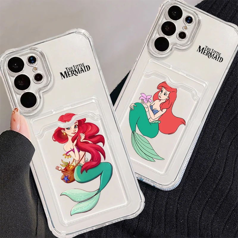 Disney The Little Mermaid Art For Samsung S24 S23 S22 S21 S20 Ultra FE Plus A55 A53 5G Photo Card Bag Transparent Soft