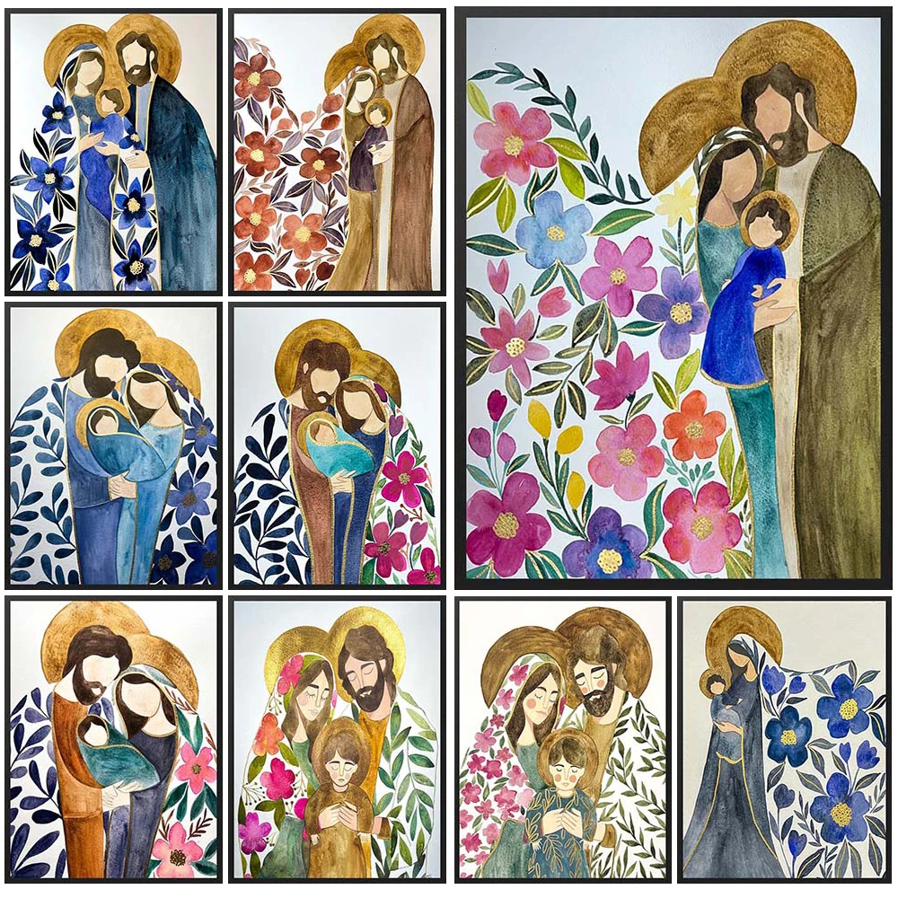 

Christianity Jesus The Virgin Mary the Child Religion Poster Wall Pictures For Church Decor Wall Art Canvas Painting Unframed