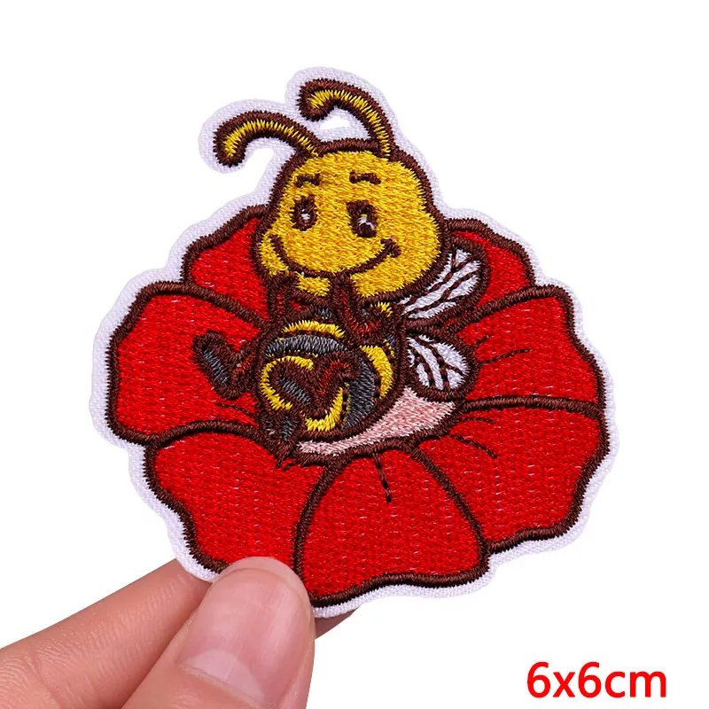 Biene/Blume Patch Cartoon Tier Stickerei Patch Eisen auf Patches für Kleidung gestickte Patches auf Kleidung DIY Näh aufkleber – Detail 20