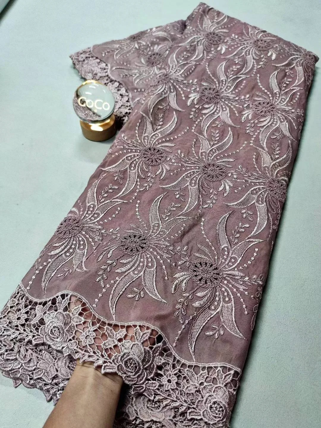 

2025 High Quality African Nigerian Tulle Lace Fabric for Sewing Wedding Party & Gown Dresses Embroidered Cotton Damask (5Yards)