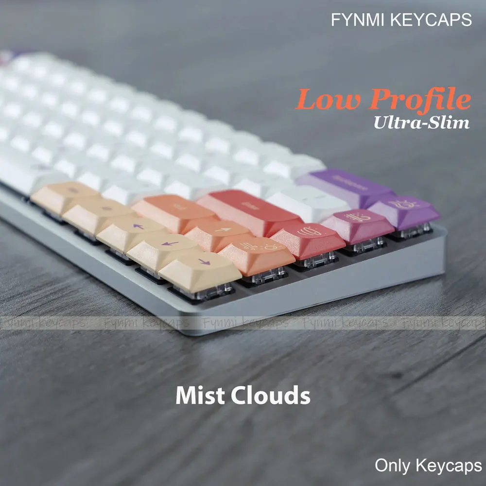 Mist Clouds Low Profile 127 keys ANSI Layout 5 Side Dye Sublimation PBT Keycaps for Gateron Low profile Switch