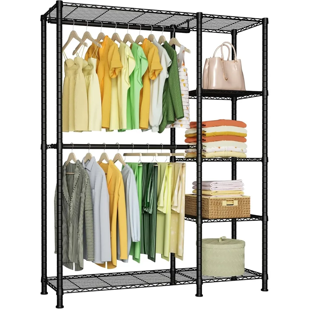 

5Tiers Heavy Duty Clothes Storage Organizer Freestanding and Height Adjustable Closet Organizer and Storage,44.8"Lx14.5"Dx79.3"H