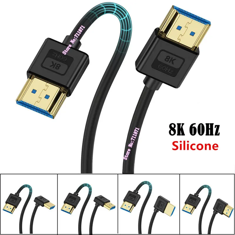 Ligne de Câble Souple et Ultra Fine, Compatible HDMI 8K, Coude à Angle Droit Mâle à Mâle, Résistant à 90