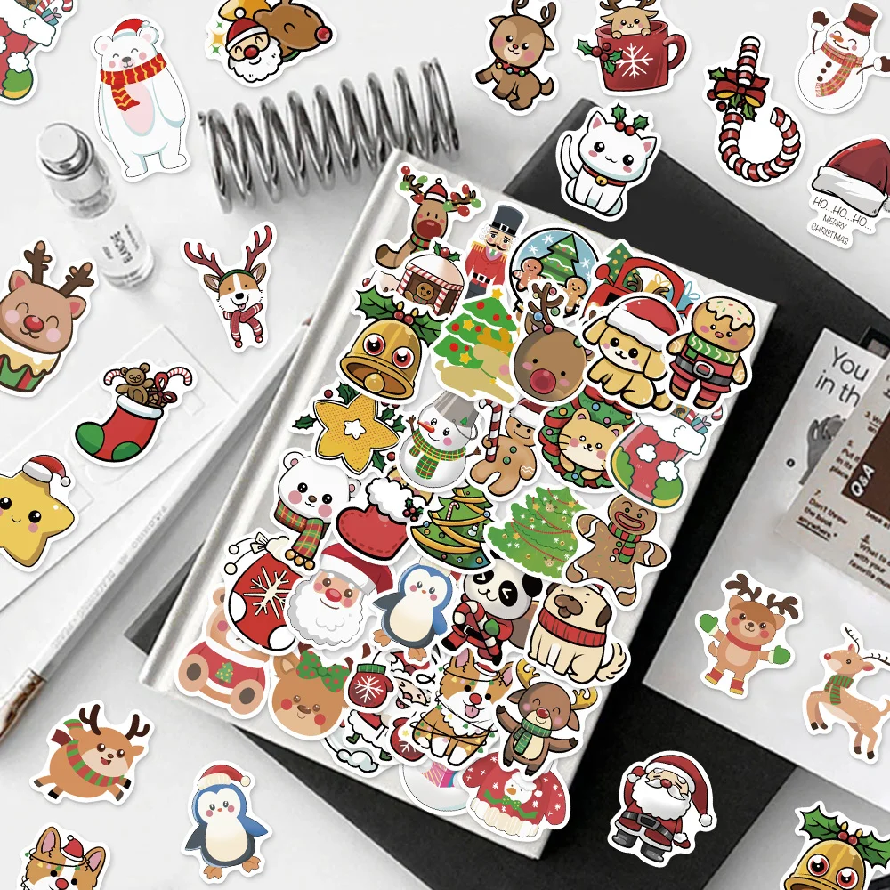 50PCS Weihnachten Cartoon Aufkleber Santa Claus Spaß Aufkleber DIY Handgemachte Materialien Telefon Fall Laptop Gepäck Flasche Aufkleber