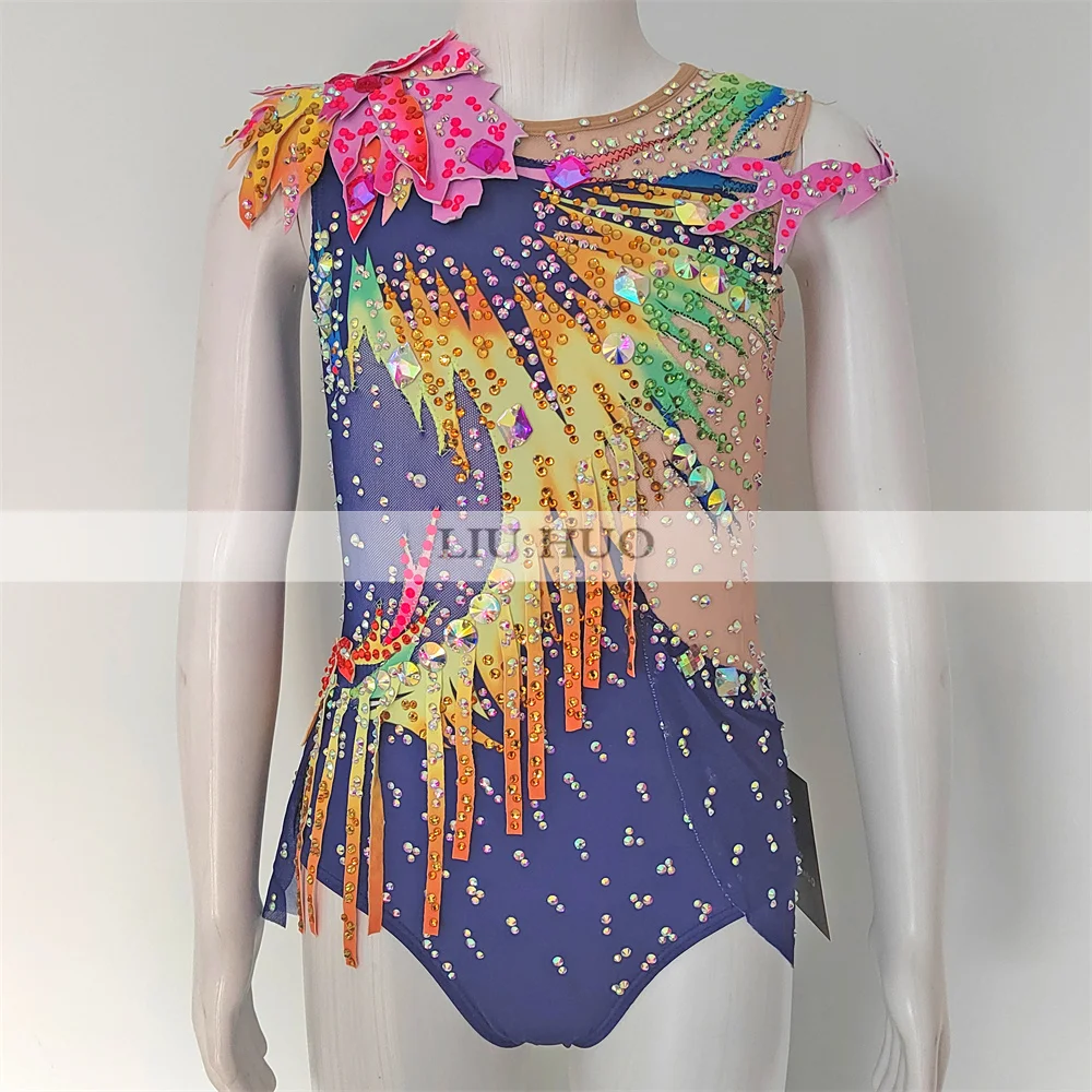 LIUHUO Rhythmic Gymnastics Leotard Customize Adult Women Girl Costume Performance Competition Dance Dress Kids Teens Children