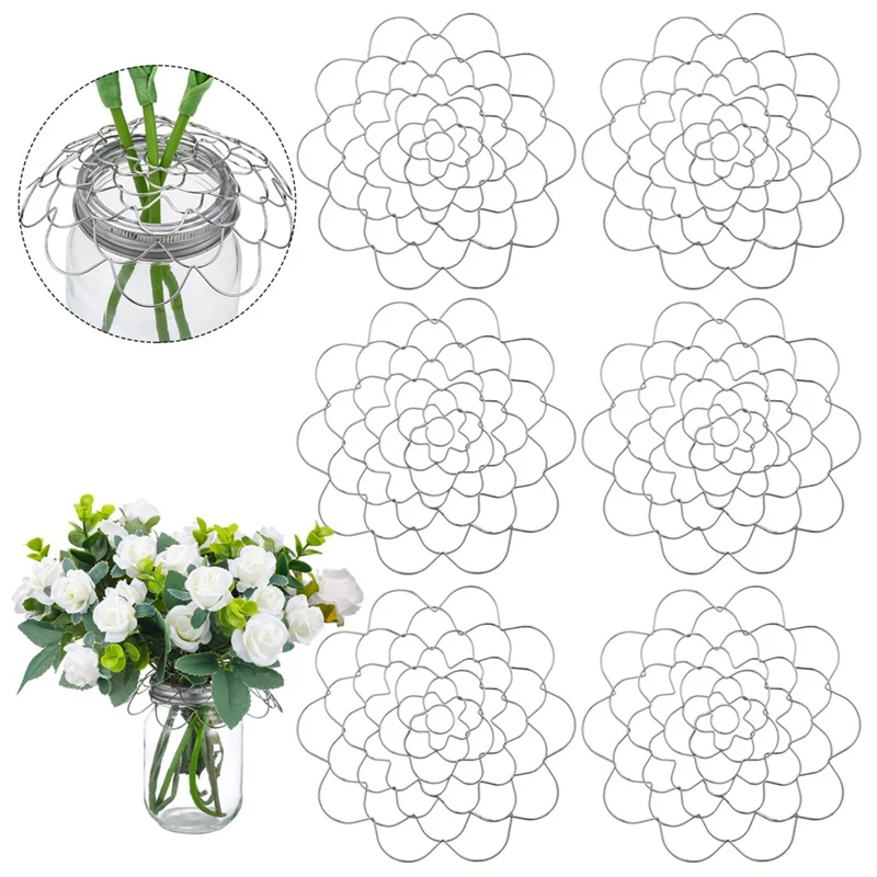 New-6 Pcs Flower Arrangement Holder Flower Frog Wire Flower Arranging Tool Metal Flower Insert Lid Flower Grid