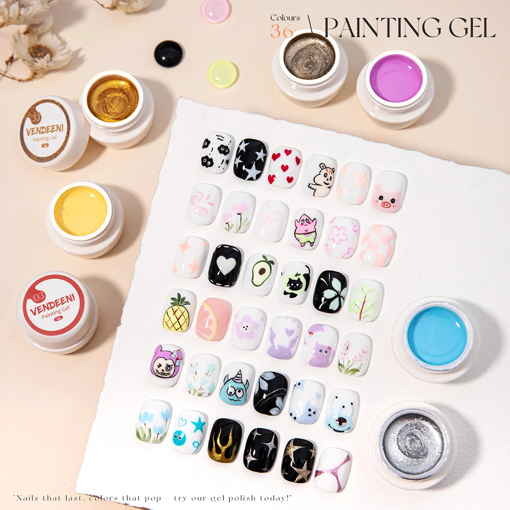 

Vendeeni 36 Colors/set Graffiti Painting Gel Nail Polish UV LED Flower Drawing Nail Lacquer With Color Card TPO/HEMA FREE
