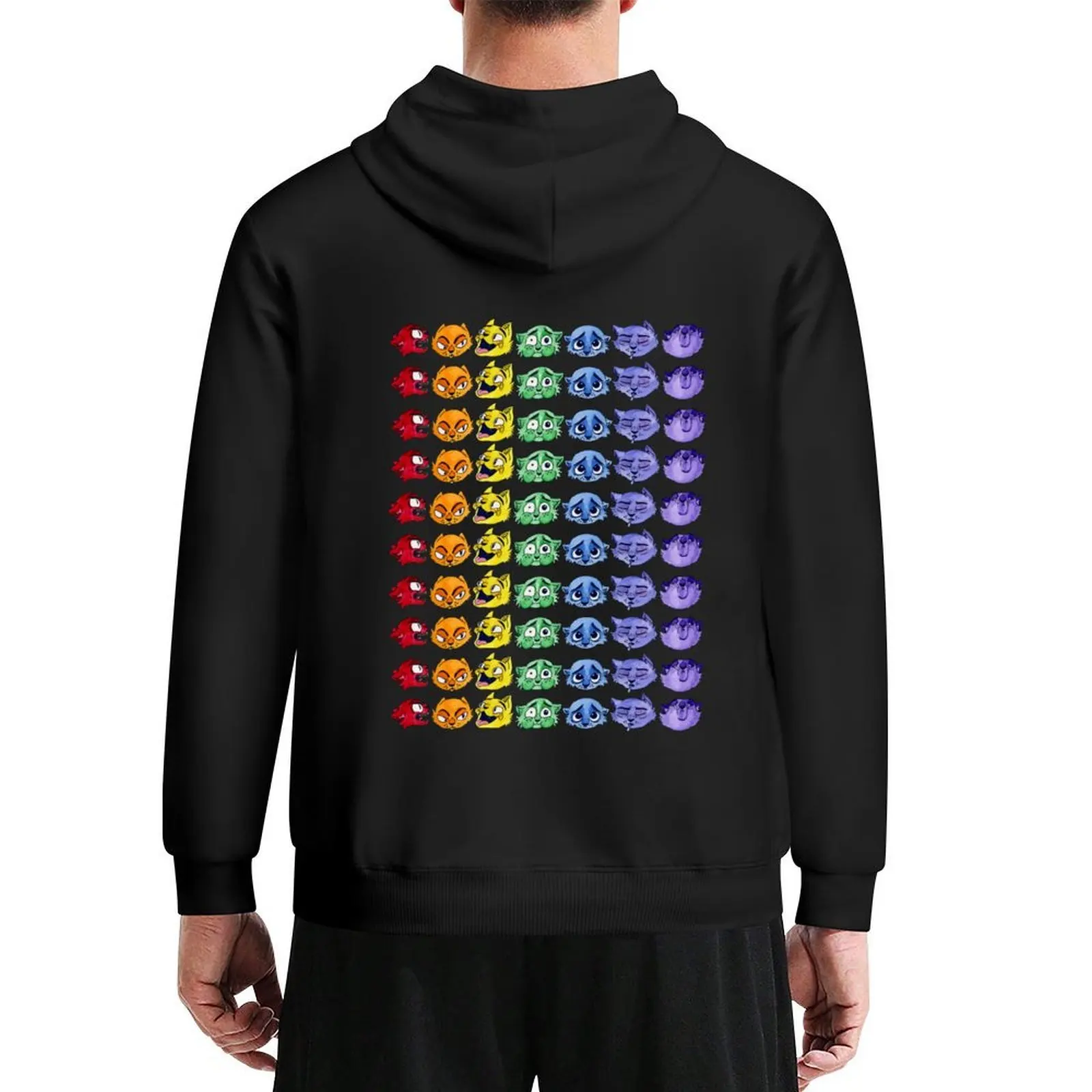 

Rainbow Feline Expressions Hoodie graphic t shirts men men's coat autumn jacket men men's hoodie sweatshirt