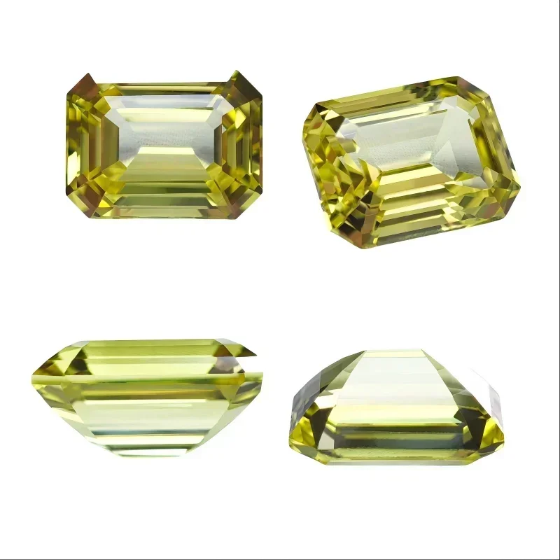 

L-Lab Grown Sapphire Yellow Color Emerald Cut Top Quality Gemstone With Certificate Pass Tester For Diy Jewelry Making
