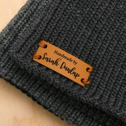Sewing Tags, Leather Labels, Genuine Leather Knitting Labels, Tags For Handmade, 0.59x1.57 Inches, Laser Engraved, D574
