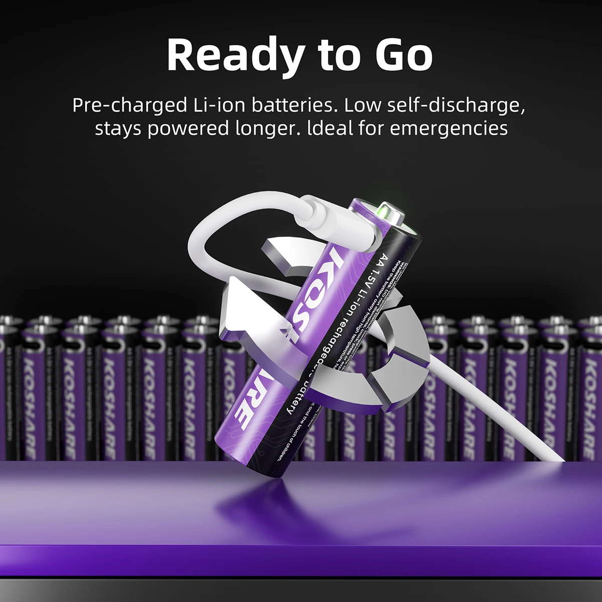 

KOSHARE 1.5V Rechargeable Li-ion Batteries AA 4255 mWh AAA 1000 mWh USB Type-C Lithium Battery for Outdoor Gear Electronic Toys