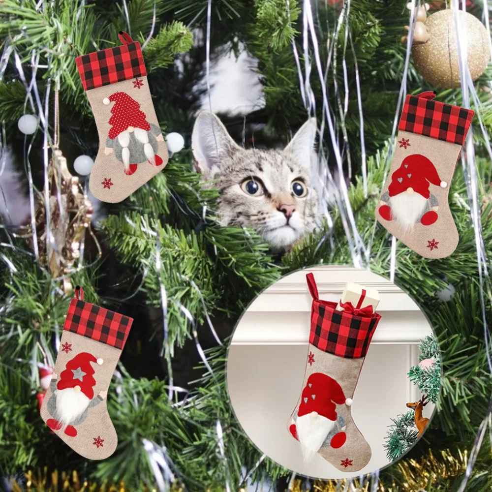 1/4 Pcs/Pack Party Accessory Holiday Decor Family Stockings Christmas Decorations Stockings Festive and Party Supplies