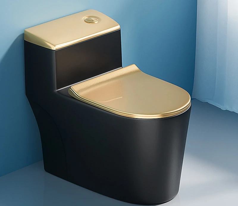Creative and personalized toilet seat toilet household black and gold super swirl siphon one-piece home hotel decoration